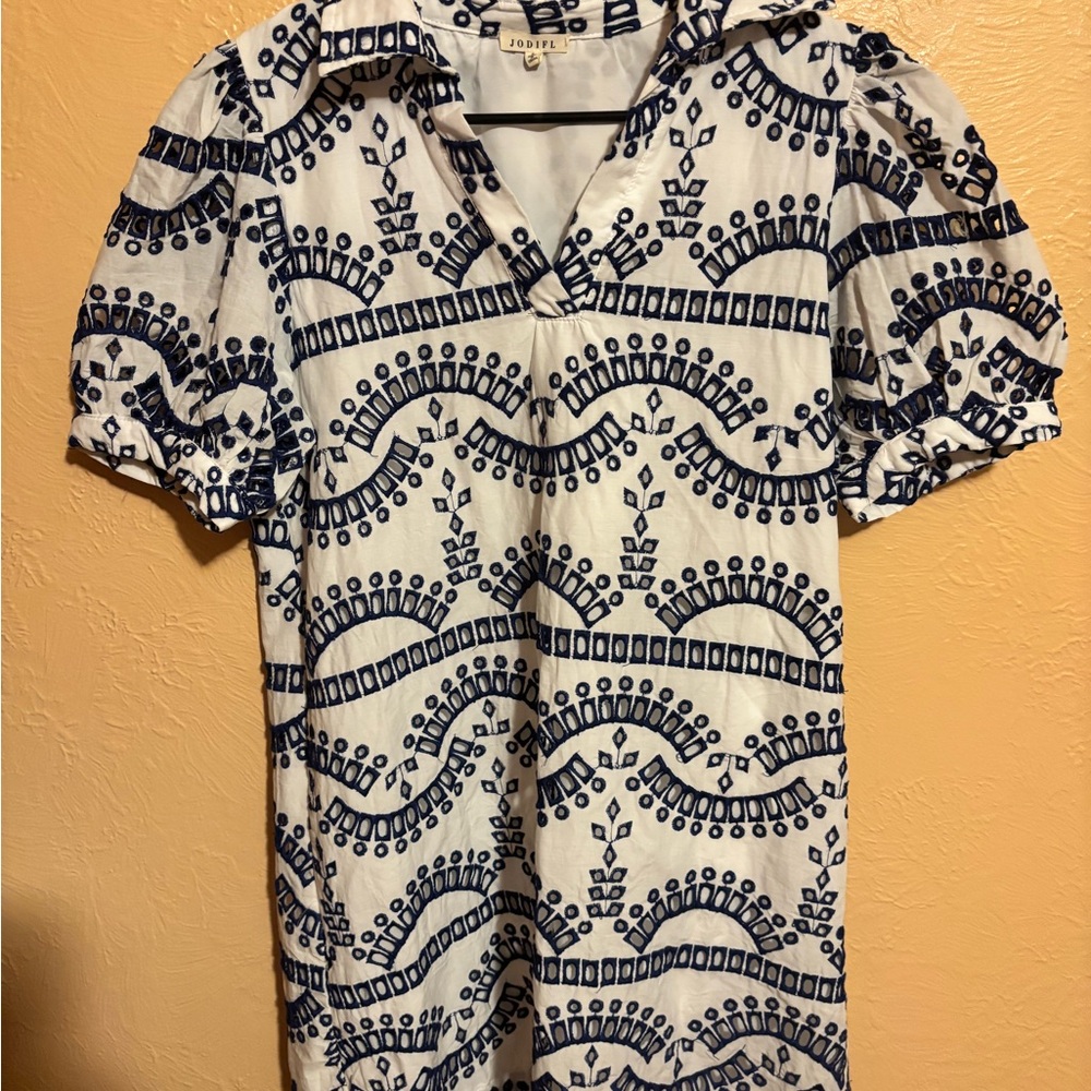 JODIFL Navy and White Patterned Blouse *
